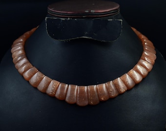 Moonstone Sunstone Beaded Choker Necklace, Gemstone Jewelry (13 Inches)