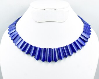 Collier en lapis lazuli naturel Collier fantaisie en lapis bleu royal Collier ras de cou en lapis lazuli fantaisie à facettes en lapis lazuli