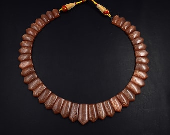 Sunstone Beaded Moonstone  Necklace, 14" Beaded Gemstone Choker Beads