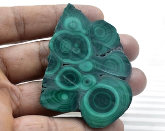 Raw Malachite Slice, Loose Gemstone Slab, Jewelry Making (59x45x6 mm)