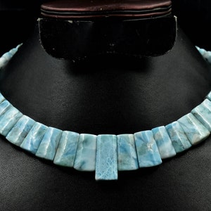 Larimar Beaded Necklace Handmade Larimar Necklace Larimar Stone For Stress General Anxiety And Panic attacks Protection Stone
