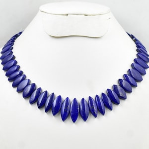 Natural Lapis Lazuli Necklace, Blue Gemstone Choker, Handmade Statement Jewelry, Gift for Her
