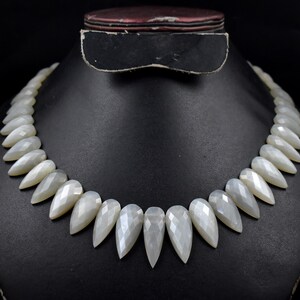 Natural Gray Moonstone Necklace Faceted Moonstone Necklace Choker Style Charm Necklace boho necklace gift for her