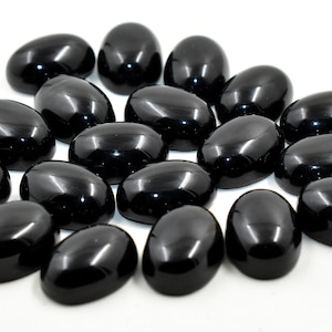 10X14 MM Black Onyx Oval Shape Flat Back Cabochon Gemstone, Calibrated High Quality AAA+ Gemstone