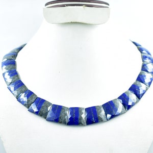 Natural lapis lazuli Faceted Necklace Lapis Lazuli Blue And White Colour Necklace Blue Lapis Lazuli Necklace Natura lapis lazuli Necklace