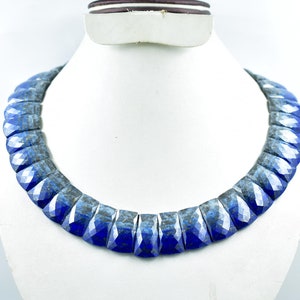 Natural lapis lazuli Faceted Necklace Lapis Lazuli Blue And White Colour Necklace Blue Lapis Lazuli Necklace Natura lapis lazuli Necklace