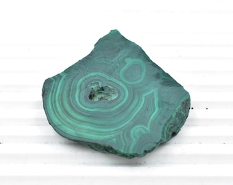 Rough Malachite Slice, Natural Gemstone Slab, Jewelry Making (51X51X7 mm)