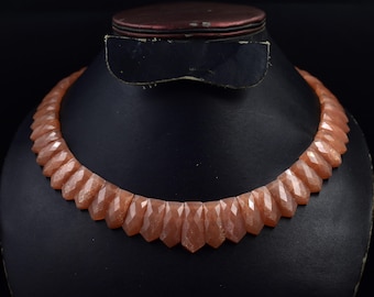 Sunstone Necklace Handmade Sunstone Choker Necklace, Beaded Gemstone Necklace, 15 Inches