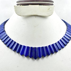 Natural Lapis Lazuli necklace, big navy blue bead necklace, semi precious stone necklace, sweet stone necklace, statement necklace