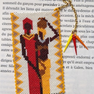 Marcador de mujer africana, idea de regalo original, accesorio de libro original, estilo étnico, marcador con cuentas