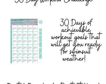 30 Day Workout Challenge Printable - Printable Workout Calendar - 30 Day Beachbody Workout - Pre-Planned Workouts - Monthly Workout Plan