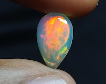 2.00 Carat Ethiopian Opal Cabochon: AAA+ Fire Opal Gemstone Size (13X8X3.5MM)
