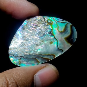 Peso in carati: 56,70 Cabochon di conchiglia di abalone Pietra preziosa sciolta di conchiglia di abalone naturale da utilizzare per la creazione di gioielli. Dimensioni-(37X27X7) mm