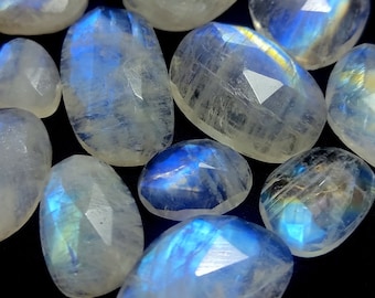 AAA Rainbow Moonstone Slice: Natural Gemstone Cabochon