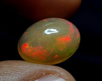 3.00 Carat Ethiopian Opal Cabochon: AAA+ Fire Opal Gemstone Size (13X9X5MM)