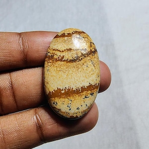 Natural Picture Jasper Cabochon: Smooth Loose Gemstone (35X21X6MM)