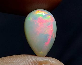 1.30 Carat Ethiopian Opal Cabochon: AAA+ Fire Opal Gemstone Size (10X7X3MM)