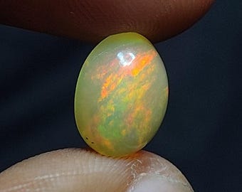1.75 Carat Ethiopian Opal Cabochon: AAA+ Fire Opal Gemstone Size (10X7X4MM)