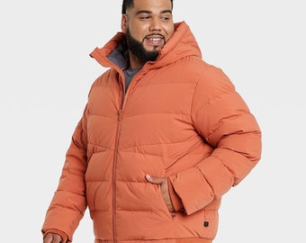 YUNY Mens Oversize Short Hood Open Front Lounge Puffer Jacket Army Green 2XL YUNY Mens Oversize Short Hood Open Front Lounge Puffer Jacket Army Green 2XL