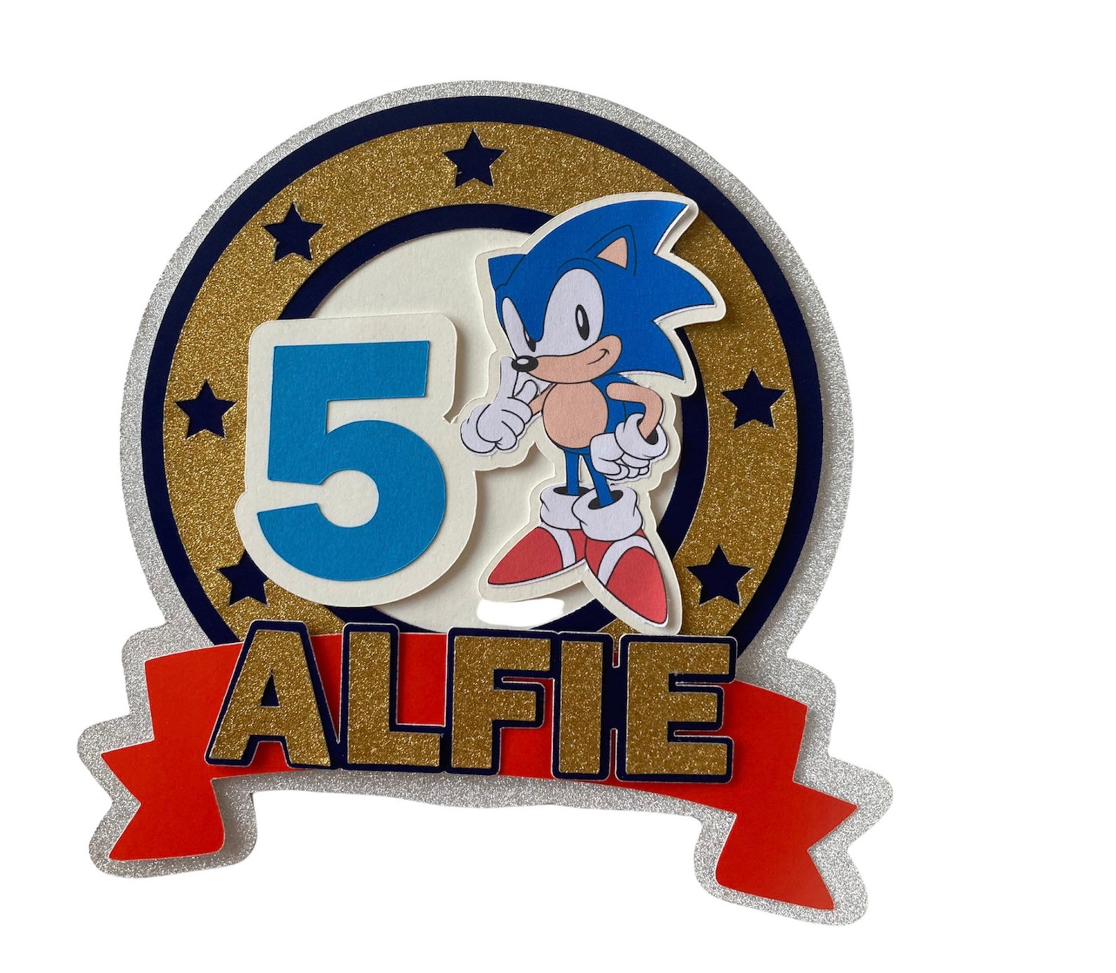 Sonic Cake Topper Personalised Cake Topper Gold Glitter Cake Etsy Canada