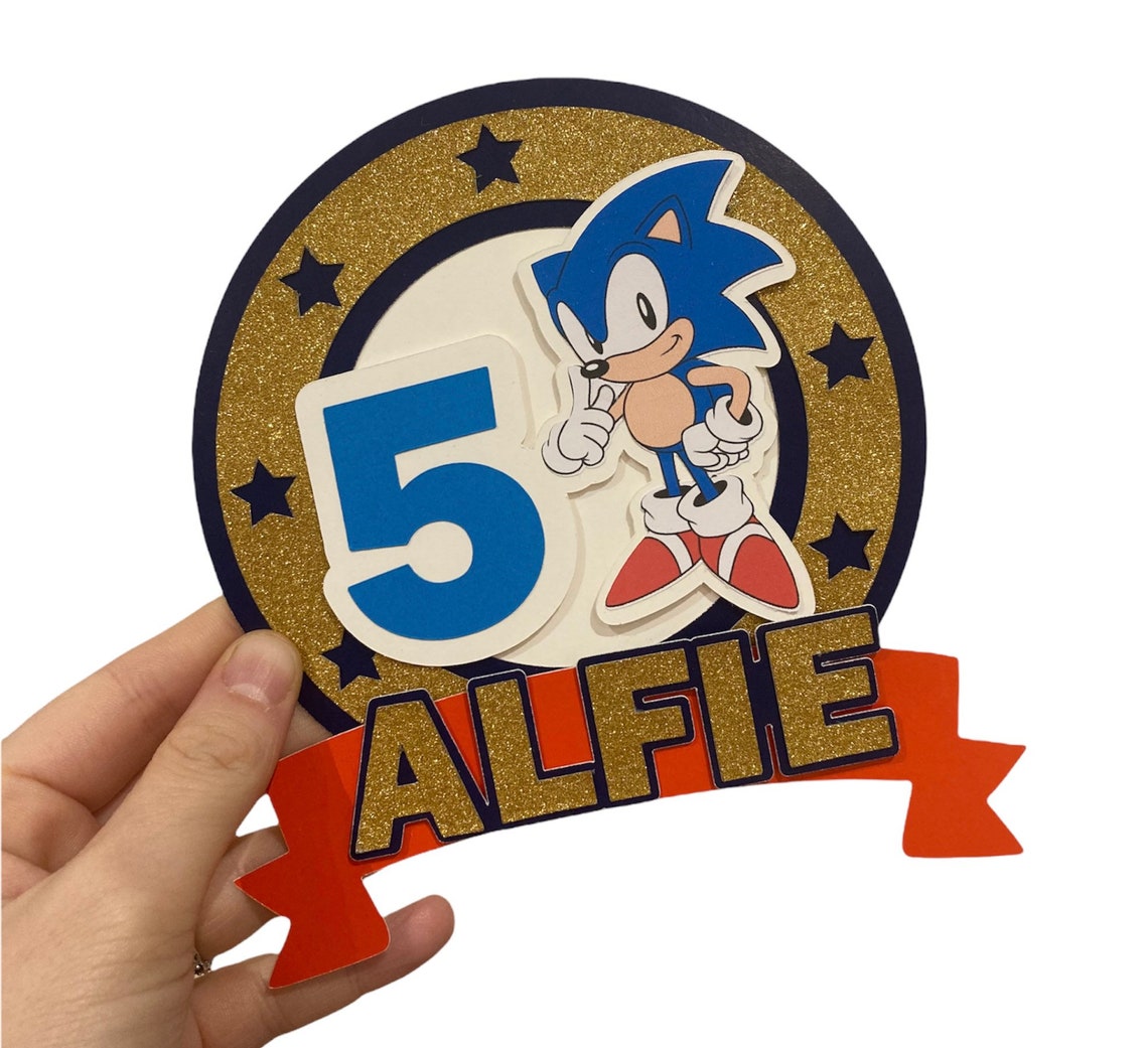 Sonic Cake Topper Personalised Cake Topper Gold Glitter Cake Etsy Canada