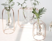 Glass Planter Bulb Vase with Metal Frame Terrarium Hydroponic Plant Vases Vintage Flower Pot