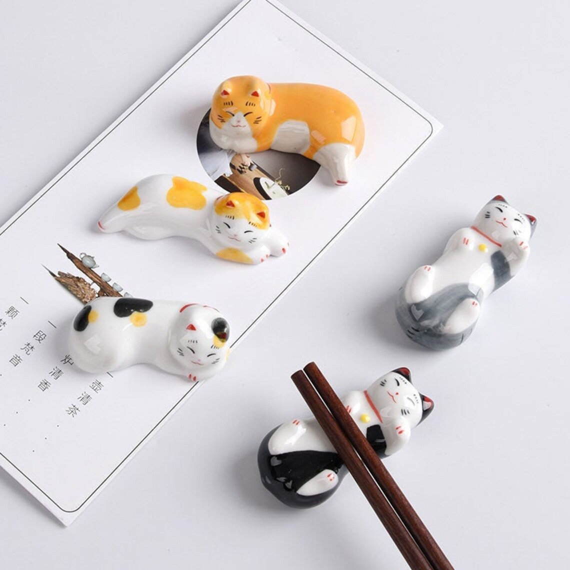 3 Piece Kawaii Cat Chopstick Rests Ceramic chopstick holder Etsy