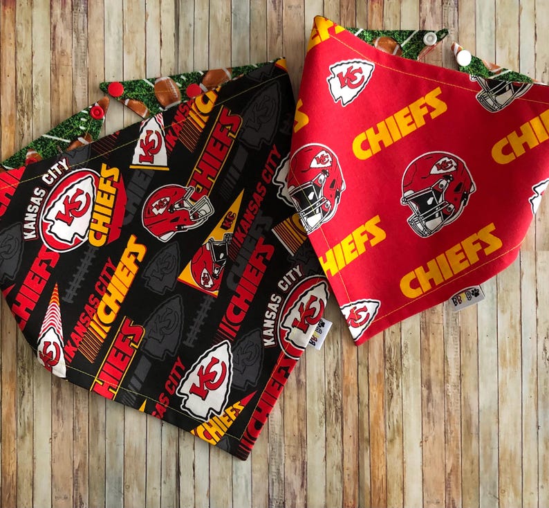 Kansas City Chiefs Dog Bandana / Kansas City Chiefs /Dog•Cat Bandana / Pet Bandana / Snap Bandana / Chiefs Pet Wear/ Pet Fashion image 1
