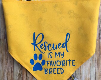 Rescue Dog Bandana / Dog Rescue Pet Bandana / Adopt Don't Shop / Dog•Cat Bandana / Pet  Bandana / Snap Bandana / Reversible Bandana /