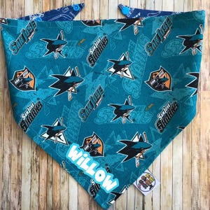 San Jose Sharks Bandana / SJ Sharks / Dog•Cat Bandana / Pet Bandana / Snap Bandana / NHL Pet Wear / Dog Fashion