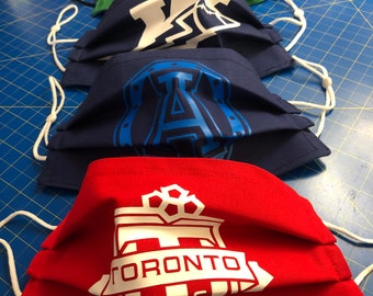 CFL Face Masks / TFC Soccer Mask / Toronto Argonaut / Winnipeg Blue Bombers / Saskatchewan RoughRiders / Toronto FC / Masks / Face Coverings