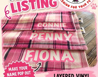 VINYL ADD ON • Personalization Add On • Layered Font Name For Bandana Purchase • Personalized Pet Bandana • Personalized Dog/Cat Bandana