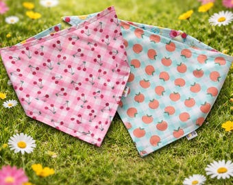 Spring • Summer Dog Bandana / 2 STYLES / Tomatoes • Cherries / Dog Kerchief  / Dog • Cat Bandana / Pet Bandana / Snap Bandana  /  Dog Scarf