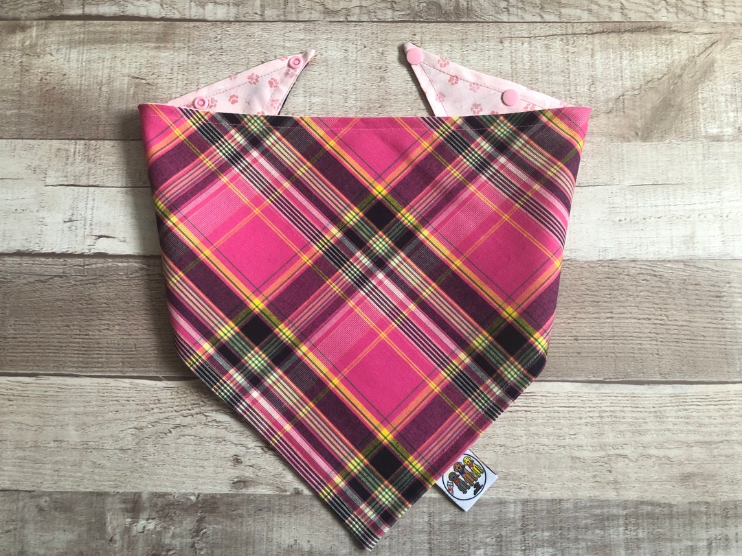 Raspberry Madras Bandana / Dogcat Bandana / Pet Bandana / Etsy