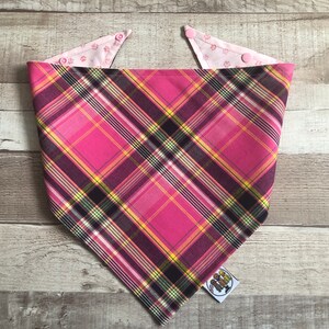 Raspberry Madras Bandana / Dog•Cat Bandana / Pet Bandana / Pink Tartan Dog Bandana / Reversible Pet Bandana / Spring • Summer / Pet Fashion
