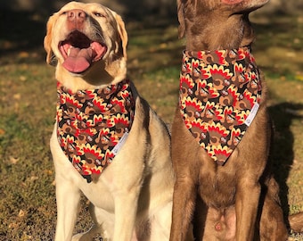 Turkey Bandana / Dog•Cat Bandana / Pet Bandana / Autumn / ThanksLiving / Snap Bandana / Personalized Bandana / Fall Fashion /