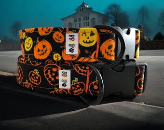 Dog Collar • Spooky Pumpkins Dog Collar • Pet Collar • Cat Collar • Halloween Pet Collar • Pumpkins Pet Collar • Pet Accessory •  COLLAR