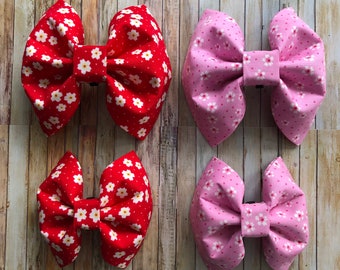 Daisy Flower Dog BowTie • 2 STYLES • Flower  Bow Tie • Dog Bow Tie • Cat Bow Tie • Red & Pink Flower Bowtie  • Spring Pet BowTie •