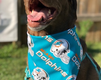 Miami Dolphins Dog Bandana / Miami Dolphins /Dog•Cat Bandana / Pet Bandana / Snap Bandana / Dolphins Pet Wear/ NFL Pet Fashion