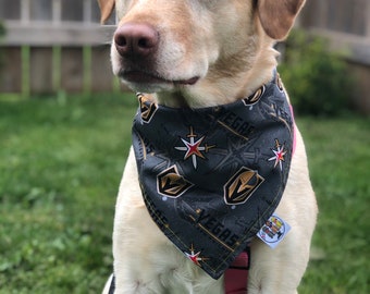 Vegas Golden Knights Bandana / VGK / Dog•Cat Bandana / Vegas Golden Knights / Snap Bandana / VGK Pet Wear / Vegas / NHL Pet Wear