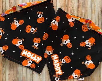 Halloween Dog Bandana / Howloween Dog Bandana / Cute Pumpkin Dog / Dog•Cat Bandana / Pet Bandana / Snap Bandana / Reversible Halloween Wear