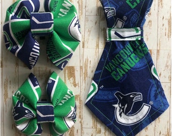 Vancouver Canuck Pet Bow Tie • Vancouver Canucks • Canucks Bow Tie • Dog Bow Tie • Cat Bow Tie • Pet Neck Tie • Canucks Dog Neck Tie