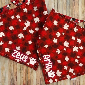 Bandana Canada / 2 STYLES / Animaux patriotiques / Chien • Bandana chat / Bandana Canada pour animal de compagnie / Bandana Canada chien / Bandana à pression / Feuille d'érable