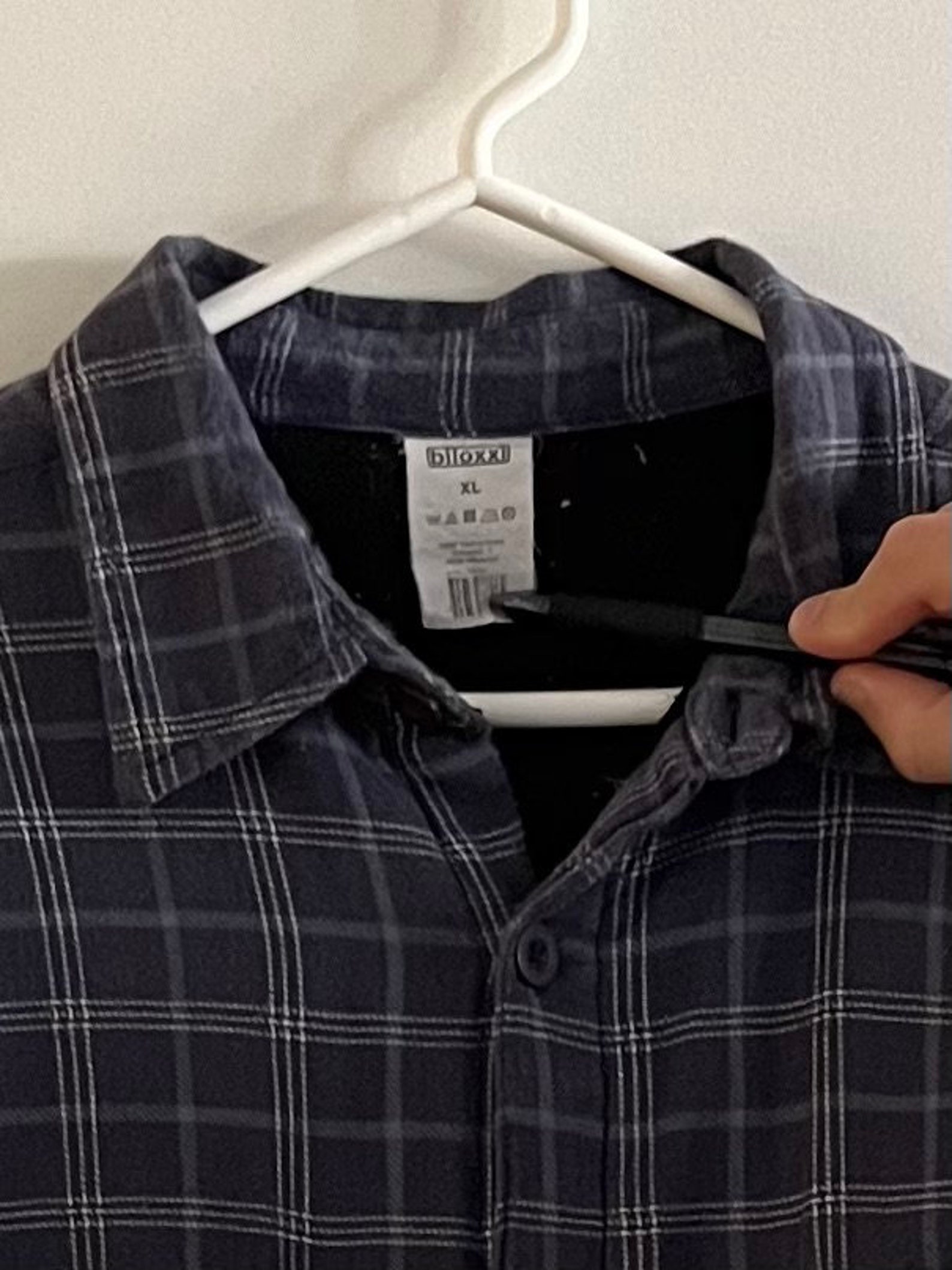 Vintage Heavyweight Flannel Shirt Blue Black White Check M L XL