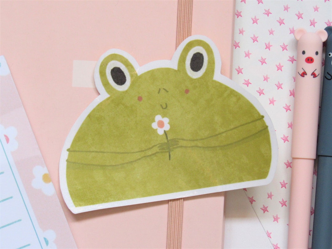 Frog With a Flower Glossy Vinyl Sticker / Cottagecore Toad for - Etsy UK