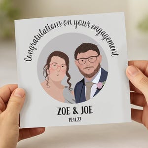 Carte de fiançailles personnalisée / portrait personnalisable personnalisé illustré / nom et date / mariage de jolis couples gays et lesbiennes