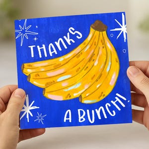 Merci beaucoup ! Carte de remerciement banane / peinture numérisée illustration typographie oeuvre d'art / enseignant ami collègue famille