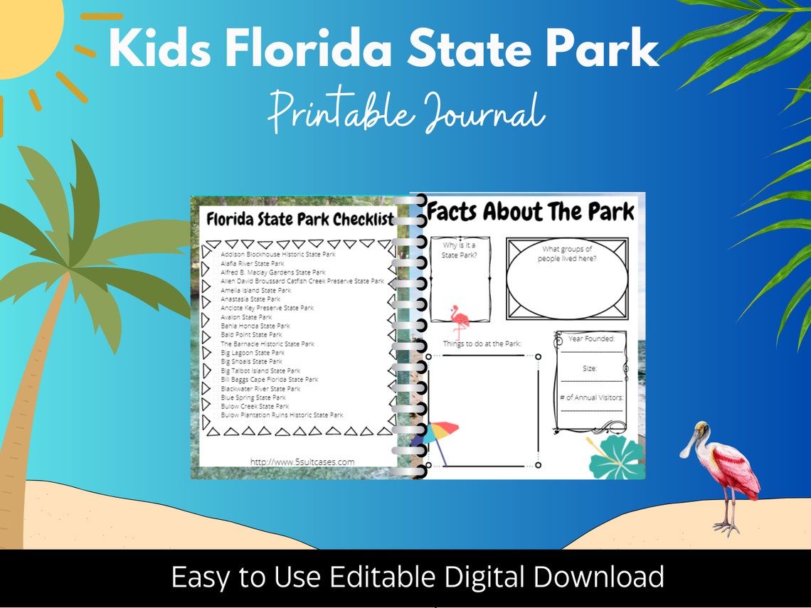 Kid's Printable Florida State Park Journal - Etsy