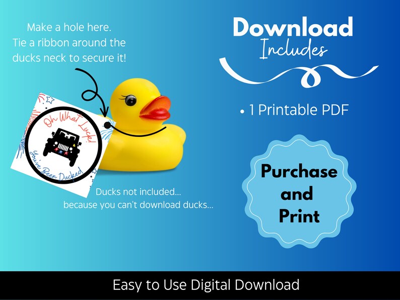 Jeep Ducks Digital Download Printable Tag Template Jeeping Ducks USA
