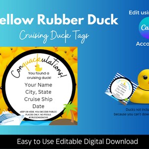 Yellow Rubber Duck Cruising Duck Tags | Cruising Ducks Digital Download| |Printable Cruise Tags| |Printable Cruise Ducks Tags|